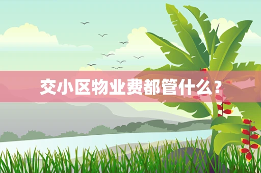 交小区物业费都管什么？
