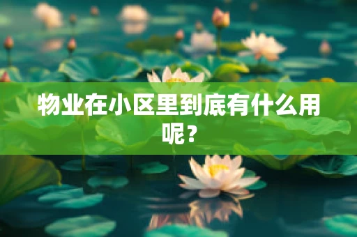 物业在小区里到底有什么用呢？