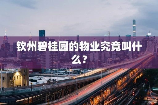 钦州碧桂园的物业究竟叫什么？