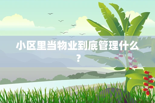 小区里当物业到底管理什么？