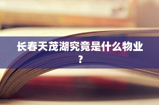 长春天茂湖究竟是什么物业？