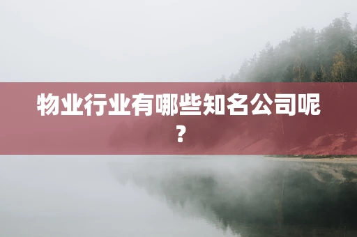 物业行业有哪些知名公司呢？