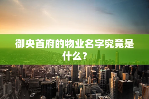 御央首府的物业名字究竟是什么？